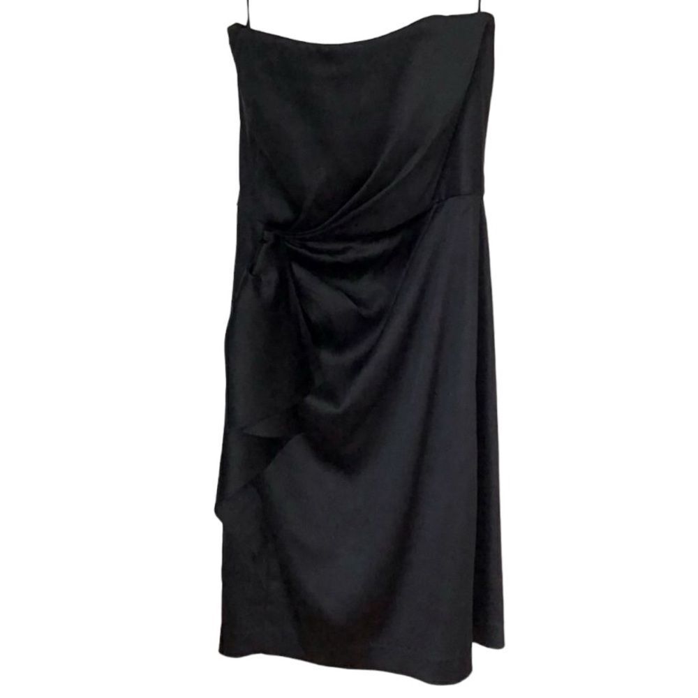 White House Black Market Women's Satin Strapless Cocktail Little Black Dress 4